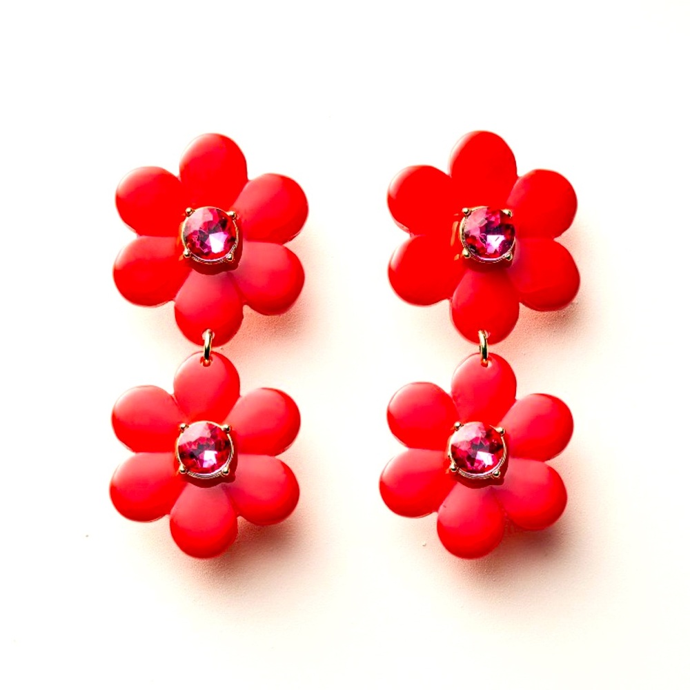 Kate Spade New York x Target Red Floral Linear Earrings